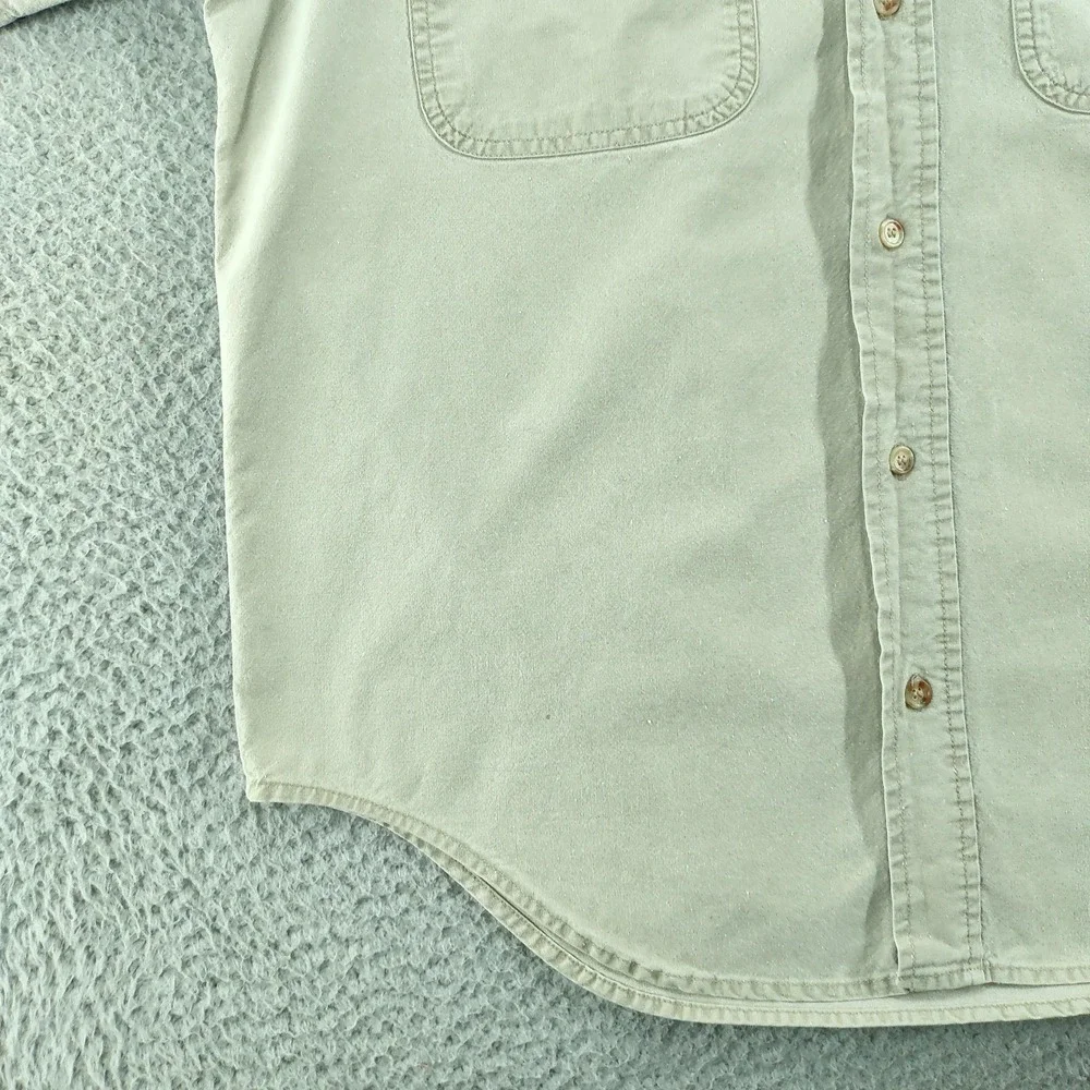 Vintage Banana Republic Safari Travel Shirt Mens Medium Beige Short Sleeve